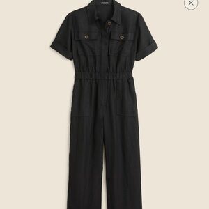 NWT. Jcrew black linen jumpsuit - size 8
